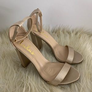 taylor champagne satin ankle strap heels